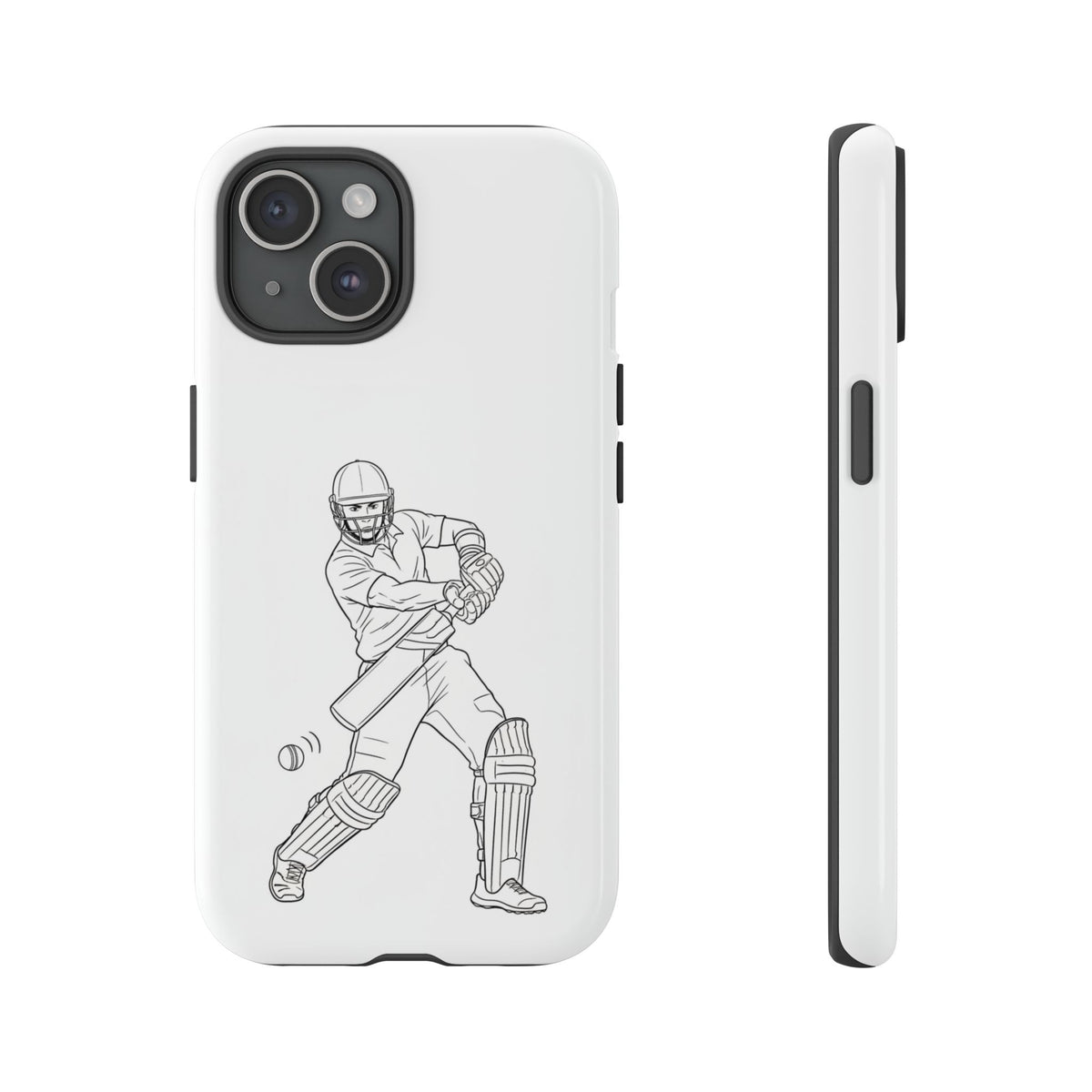 Phone Case, Cricket Batsman Sketch, Tough Case