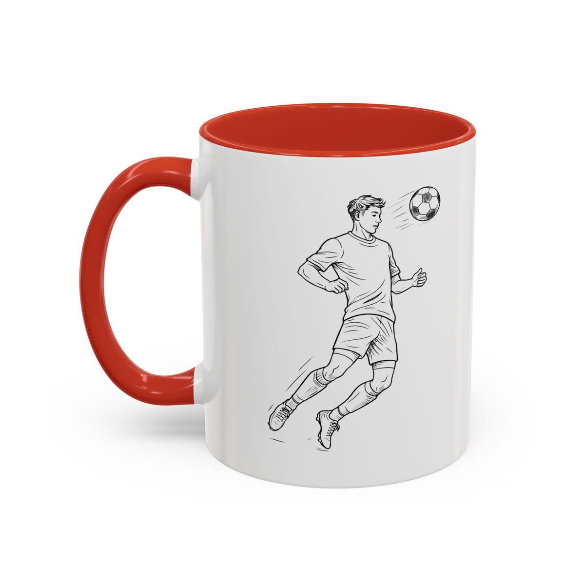 Mug, Football Players, Minimalistic Sketch design, Ceramic 325ml / 11oz, CHOICE of coloured inner