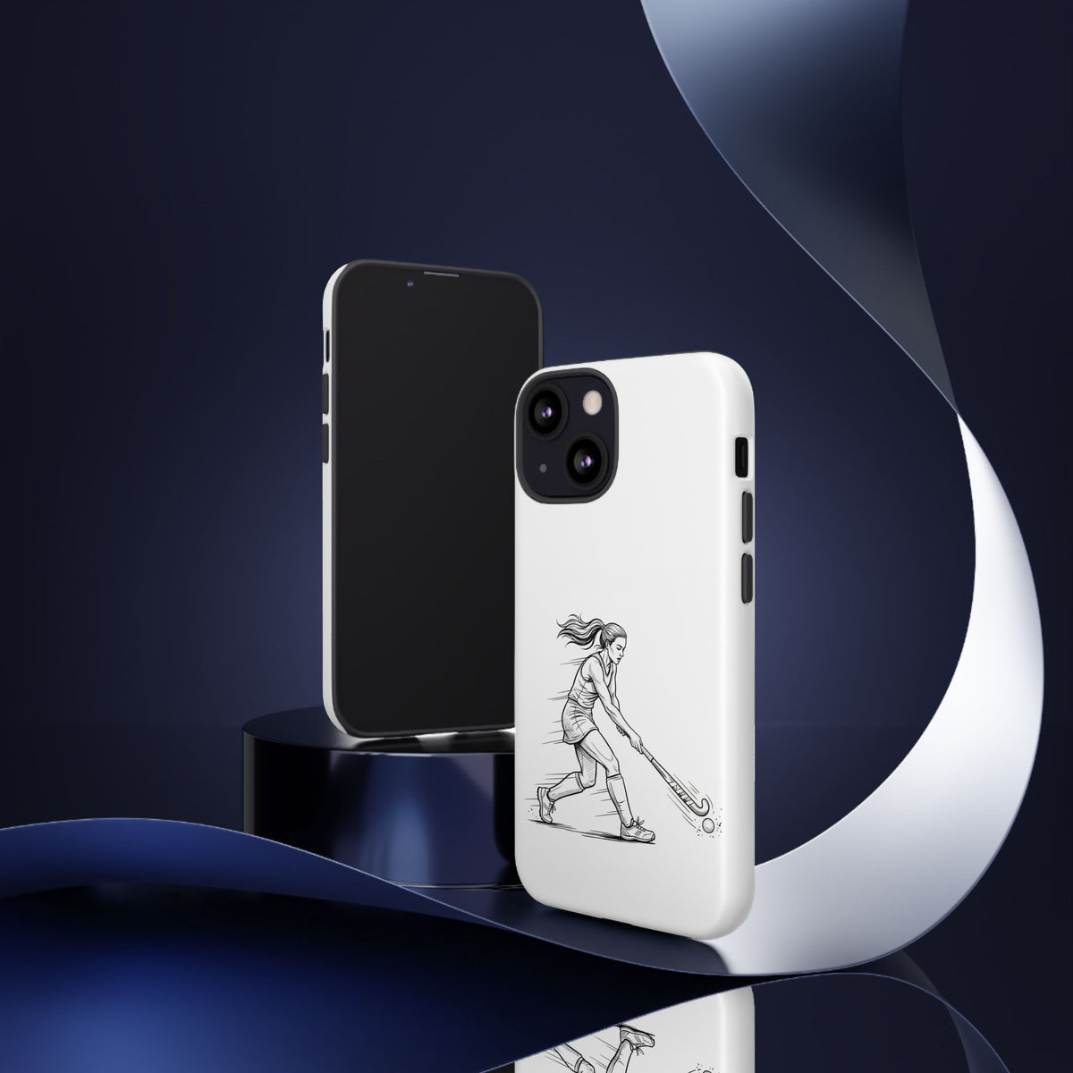Phone Case, Hockey, Female  Player Minimalist sketch design, Tough Case
