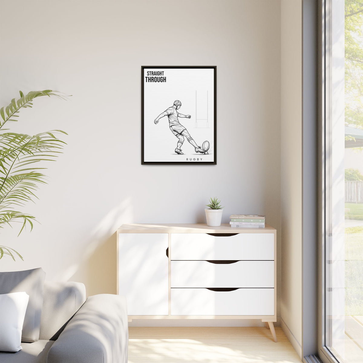 Print, Rugby Conversion Kick - Straight Through, Matte Canvas Print Framed Art