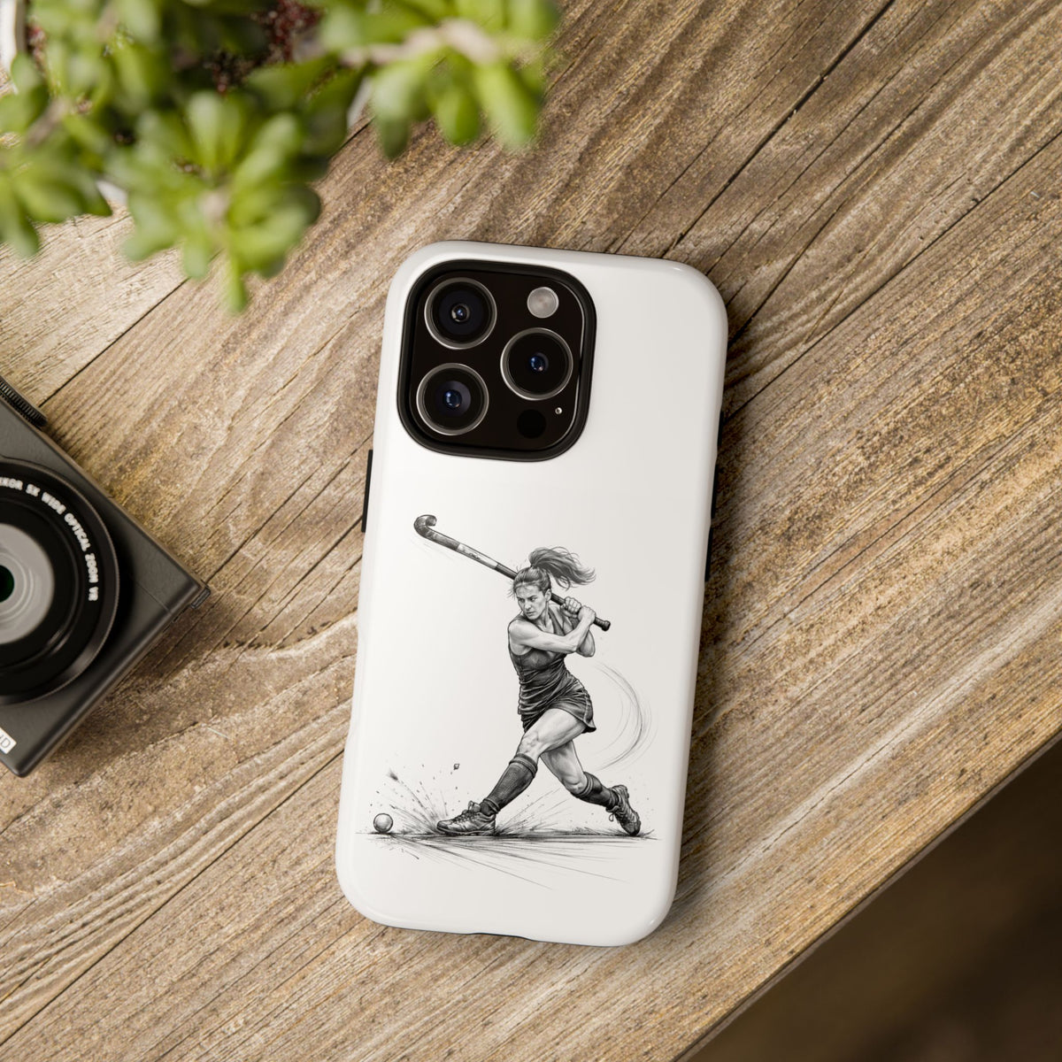 Phone Case, Hockey, Female Player "Tomahawk" shot design, Tough Case