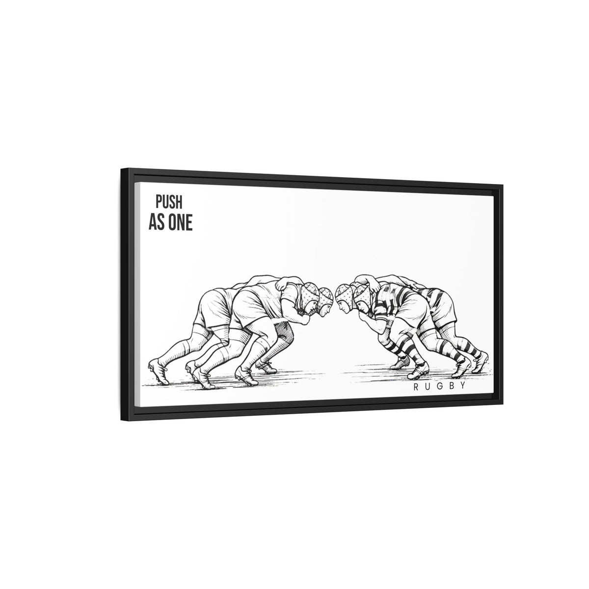 Print, Rugby Scrum, "Push As One" , Matte Canvas Print Framed Art