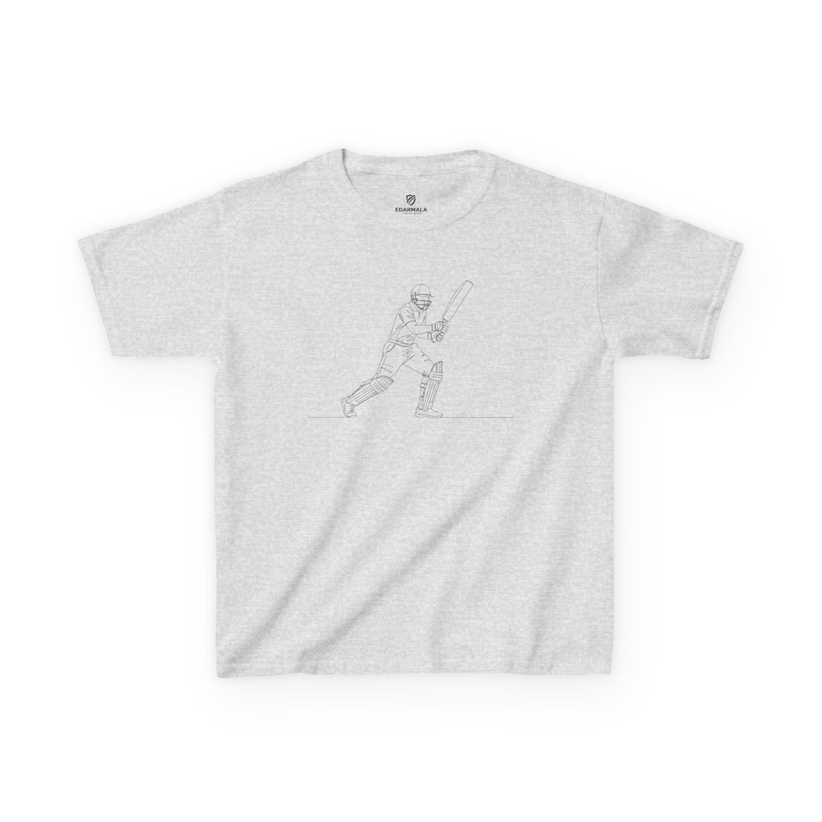T Shirt Kids, Cricket Batsman 2 minimalist sketch design, Cotton, Various Colours