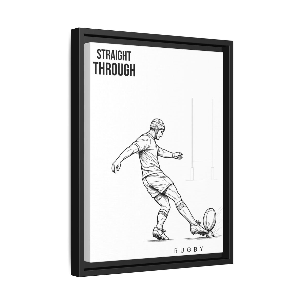 Print, Rugby Conversion Kick - Straight Through, Matte Canvas Print Framed Art