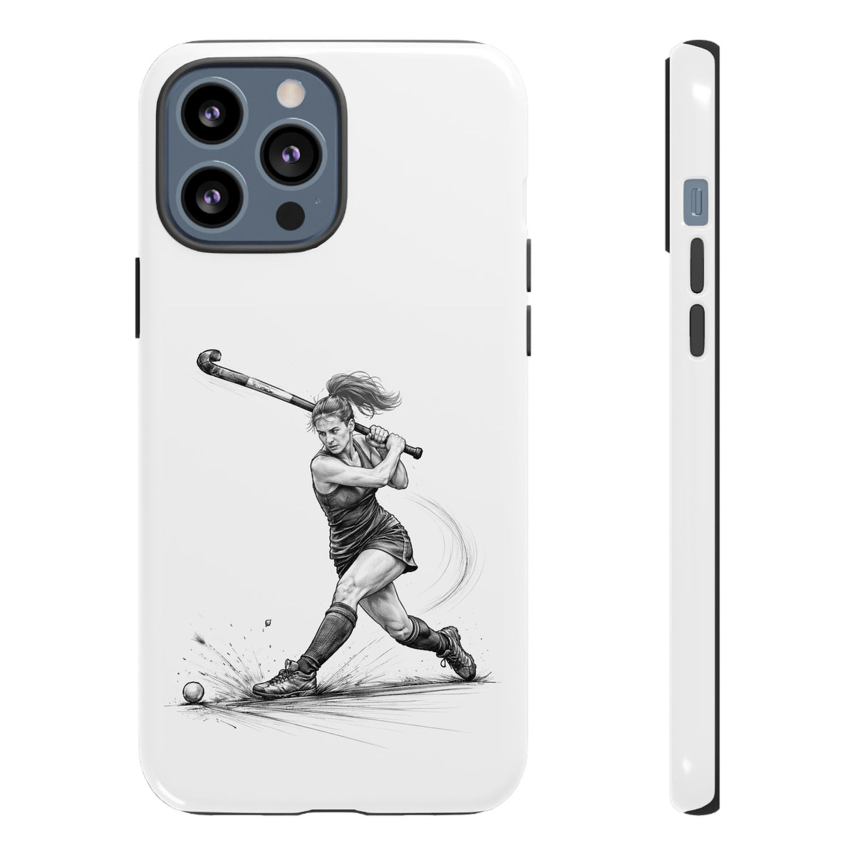 Phone Case, Hockey, Female Player "Tomahawk" shot design, Tough Case