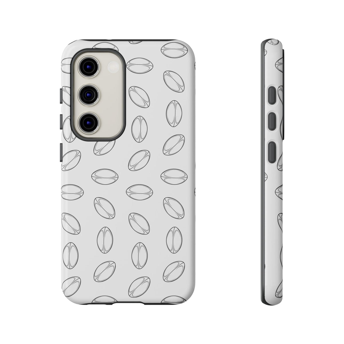 Phone Case, Rugby Ball Minimalist Sketch Pattern, Tough Case