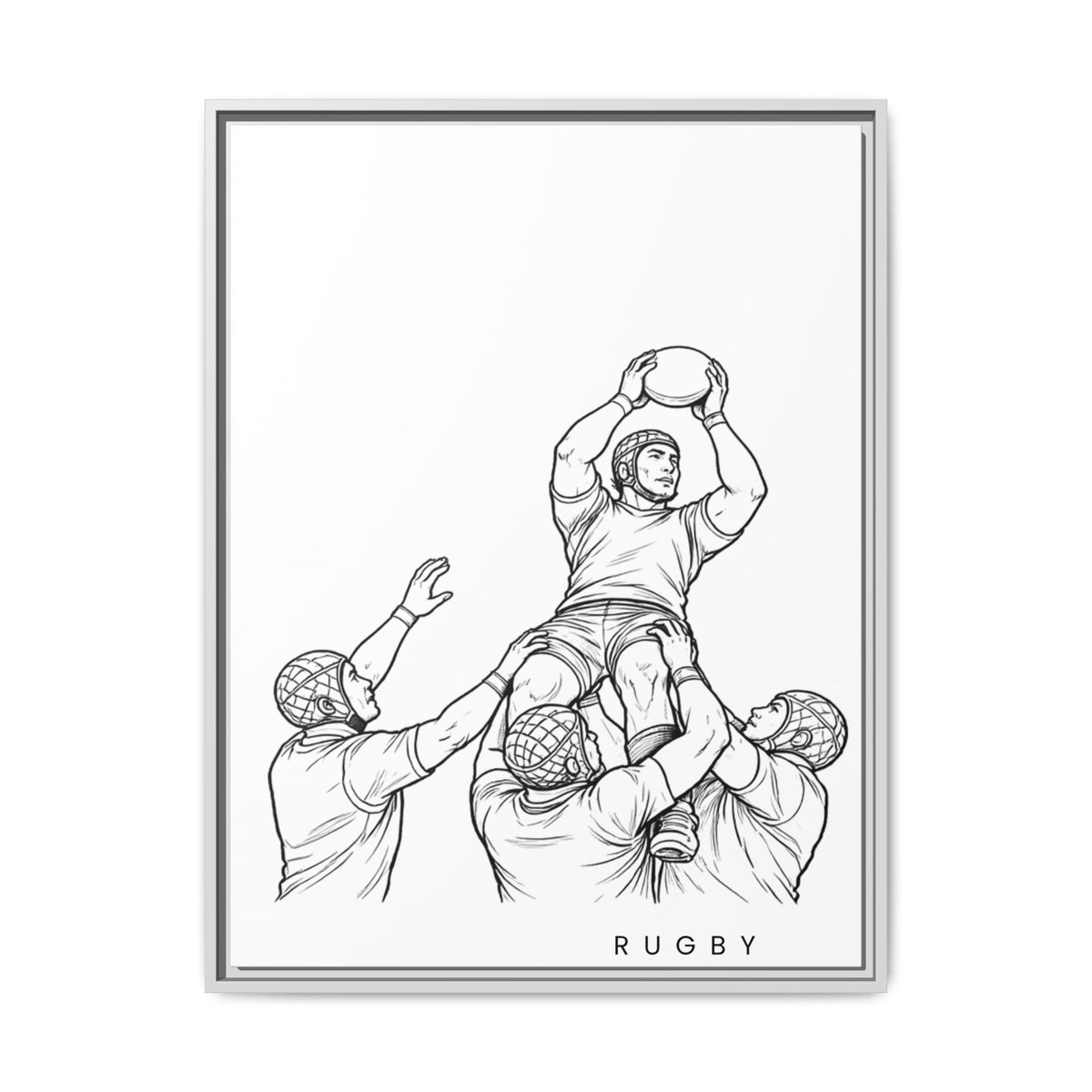 Print, Rugby Line-Out, Matte Canvas Print Framed Art