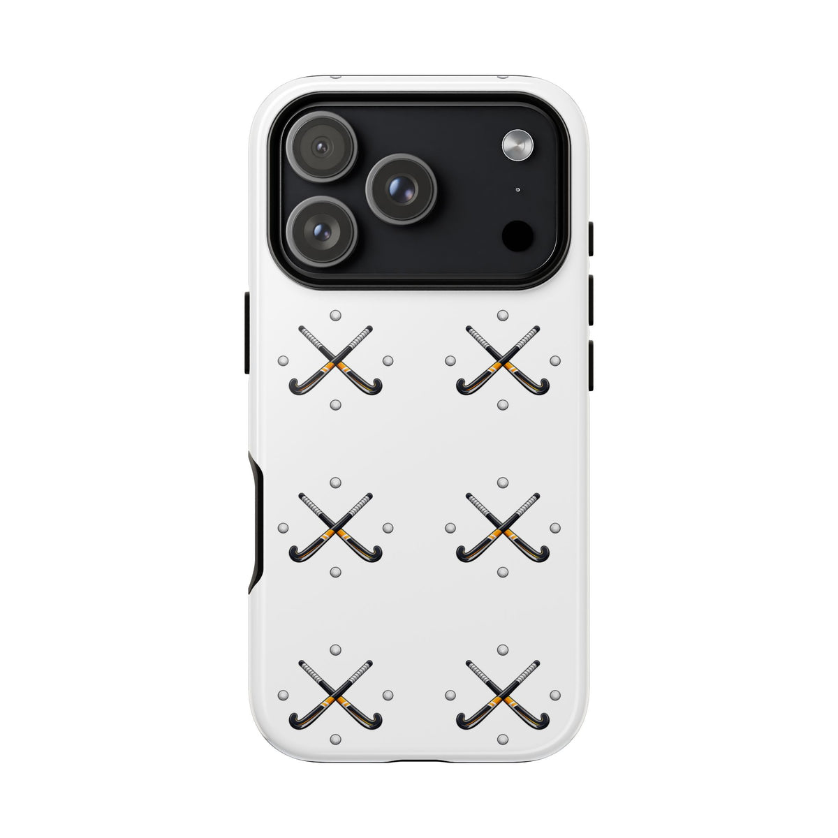 Phone Case, Hockey Repeated Crossed Sticks & Balls Pattern, Tough Case