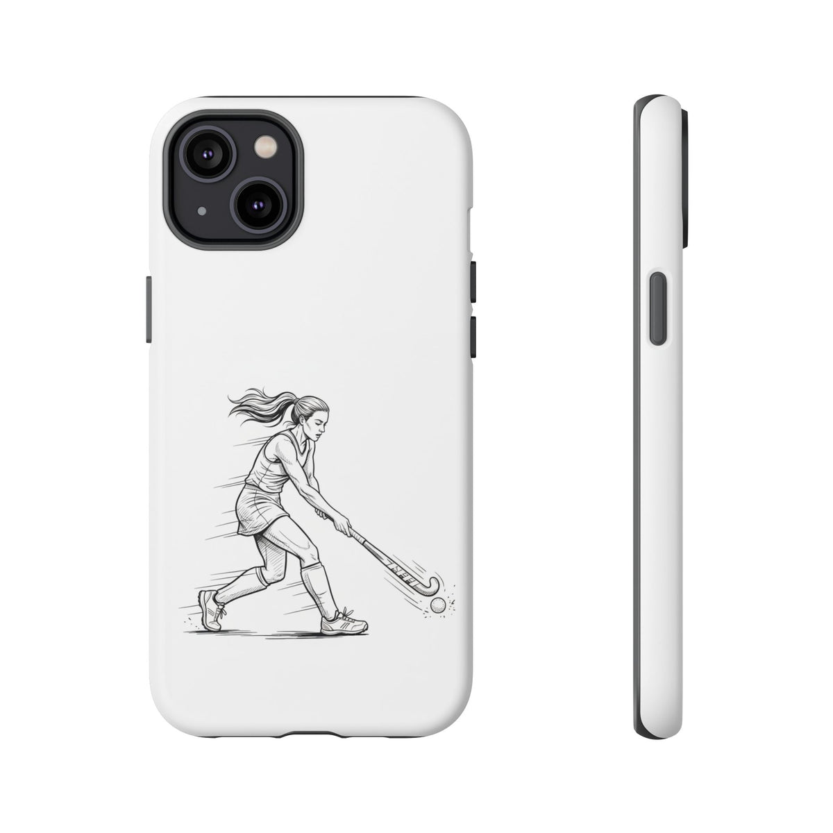 Phone Case, Hockey, Female  Player Minimalist sketch design, Tough Case