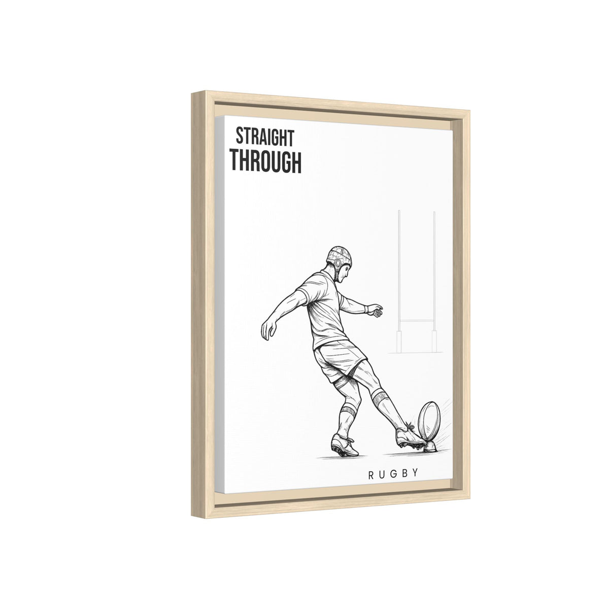 Print, Rugby Conversion Kick - Straight Through, Matte Canvas Print Framed Art