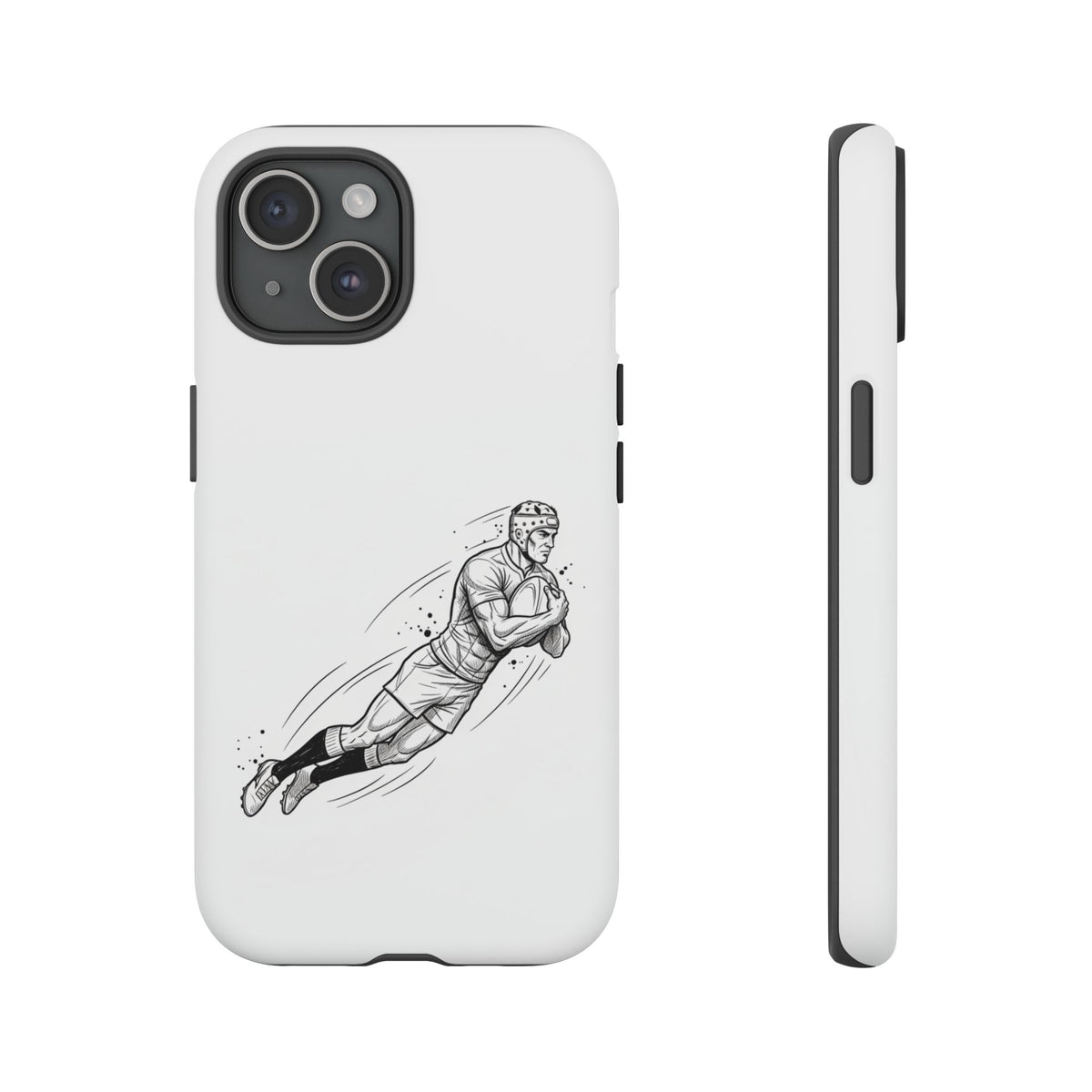 Phone Case, Rugby Try Swan Dive Minimalist Sketch design, Tough Case