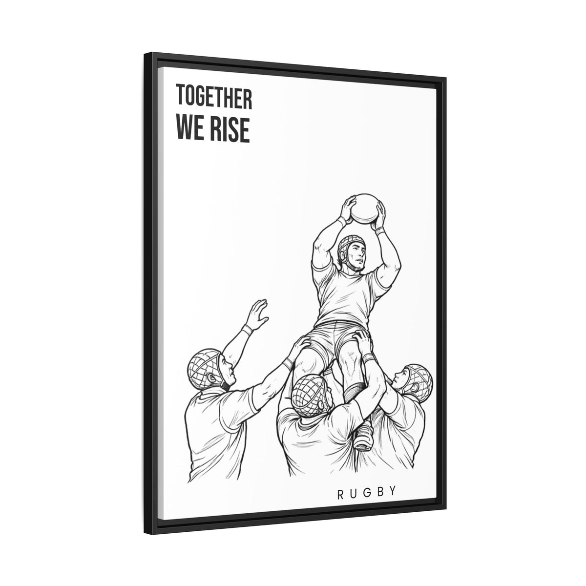 Print, Rugby Line-Out Together We Rise , Matte Canvas Print Framed Art