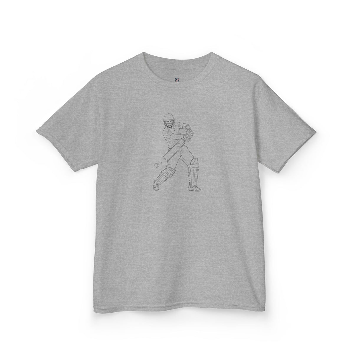 T Shirt Kids, Cricket Batsman minimalist sketch design, Cotton, Various Colours