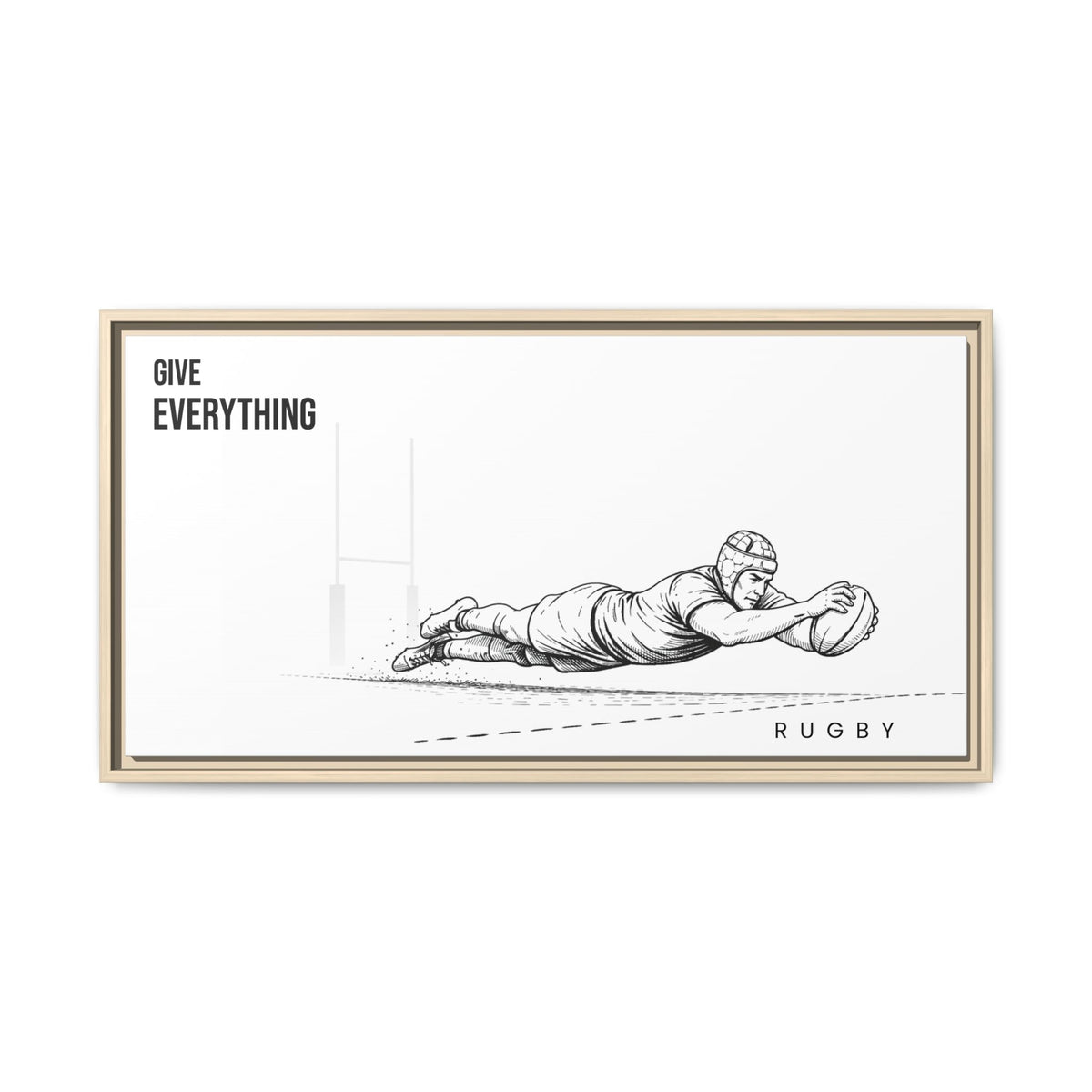 Print, Rugby Try, "Give Everything"  Matte Canvas Framed Wall Art