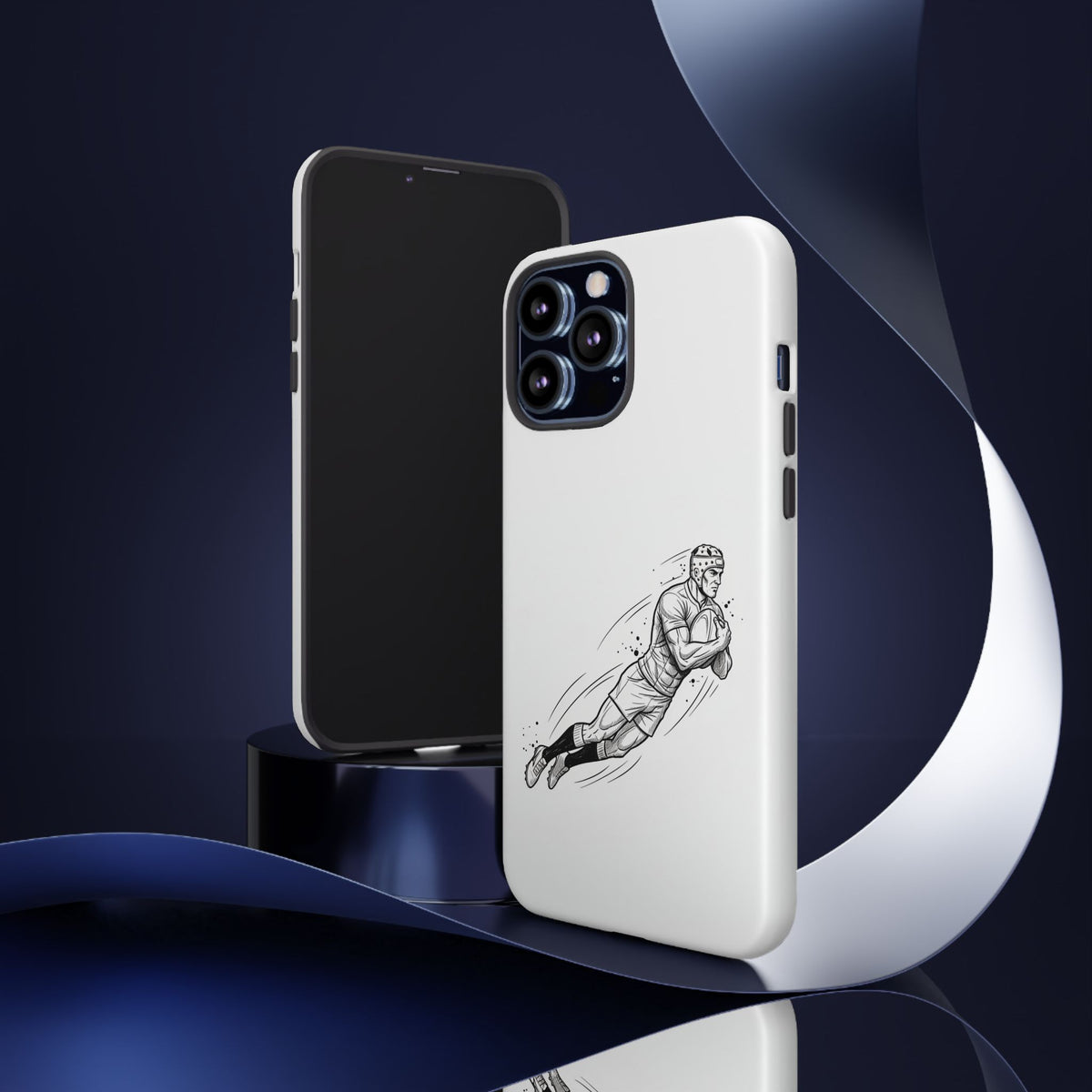 Phone Case, Rugby Try Swan Dive Minimalist Sketch design, Tough Case