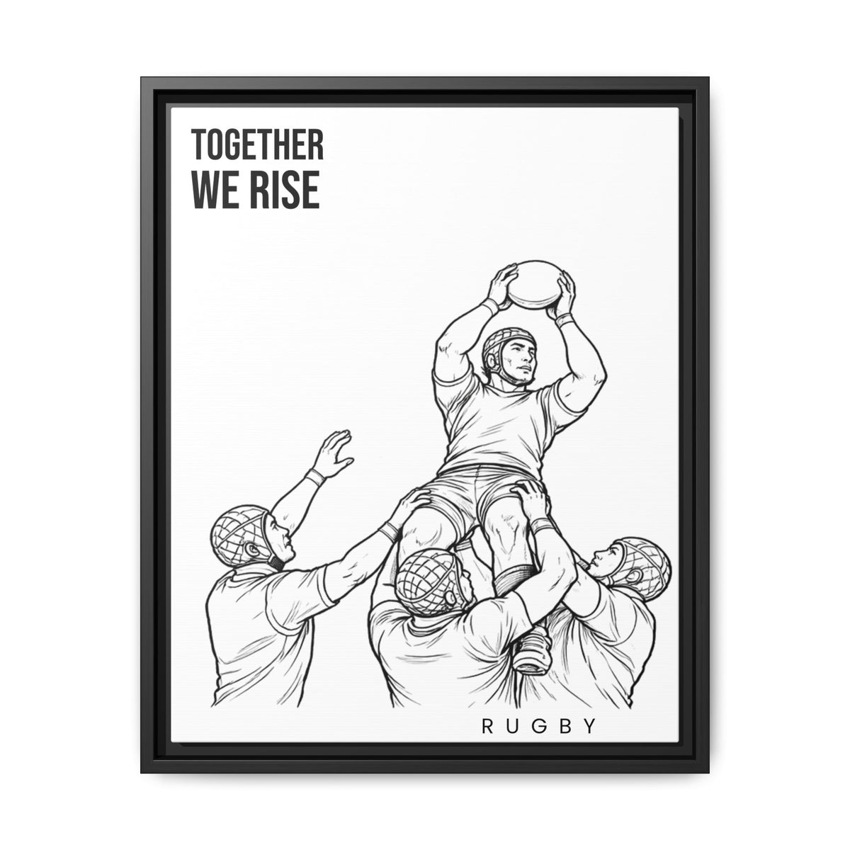 Print, Rugby Line-Out Together We Rise , Matte Canvas Print Framed Art