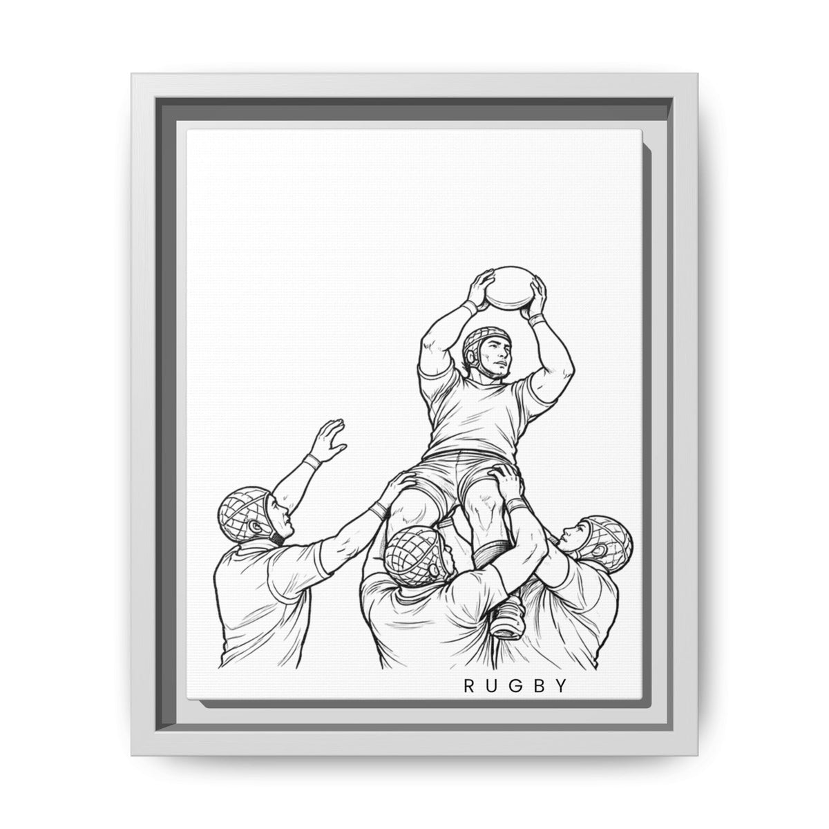 Print, Rugby Line-Out, Matte Canvas Print Framed Art