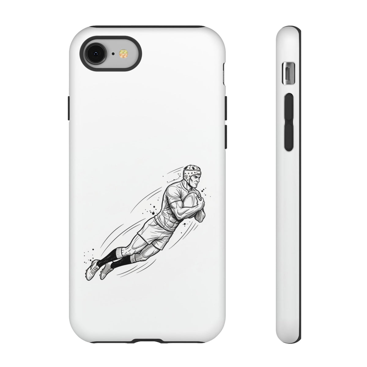 Phone Case, Rugby Try Swan Dive Minimalist Sketch design, Tough Case