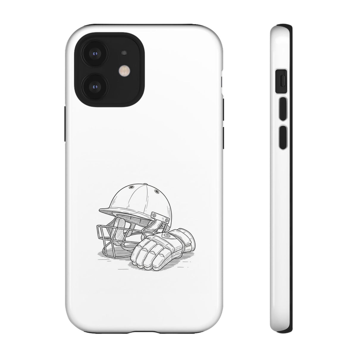 Phone Case, Cricket Gloves & Helmet Sketch, Tough Case