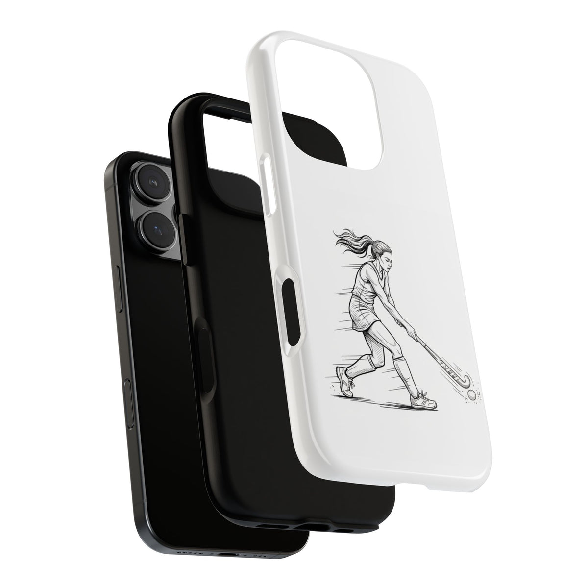 Phone Case, Hockey, Female  Player Minimalist sketch design, Tough Case
