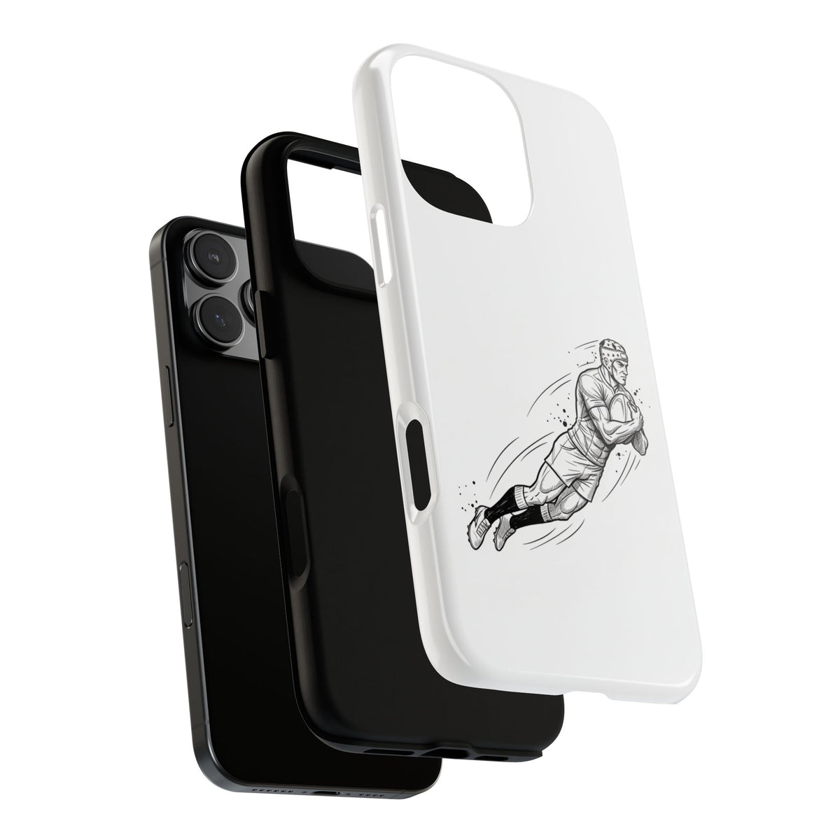 Phone Case, Rugby Try Swan Dive Minimalist Sketch design, Tough Case