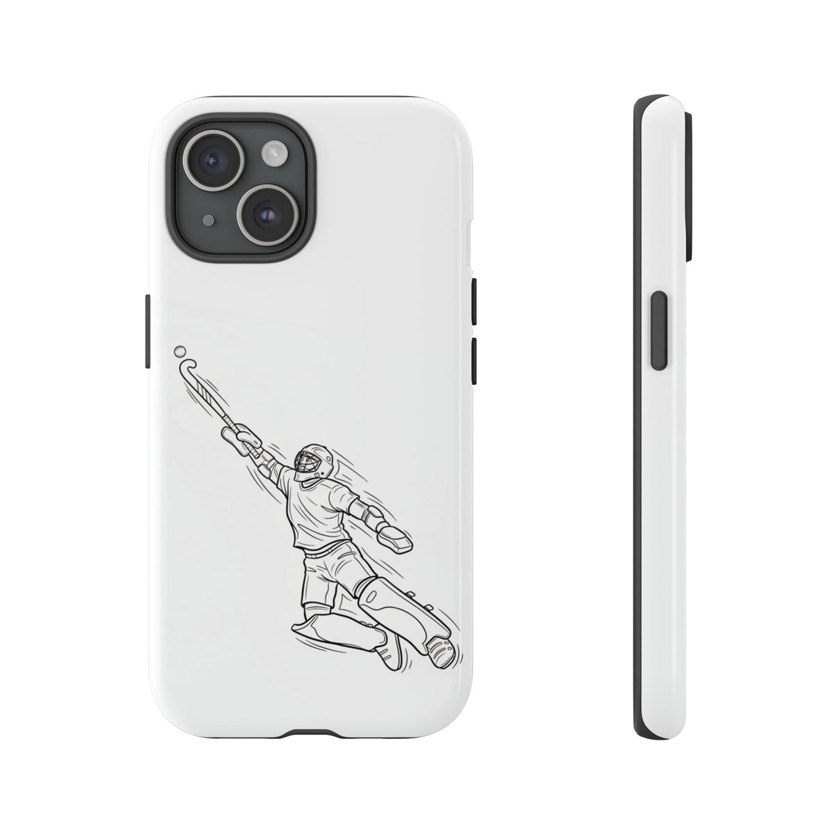 Hockey Goalkeeper Sketch Phone Case — Minimalist Sports Protective Cover