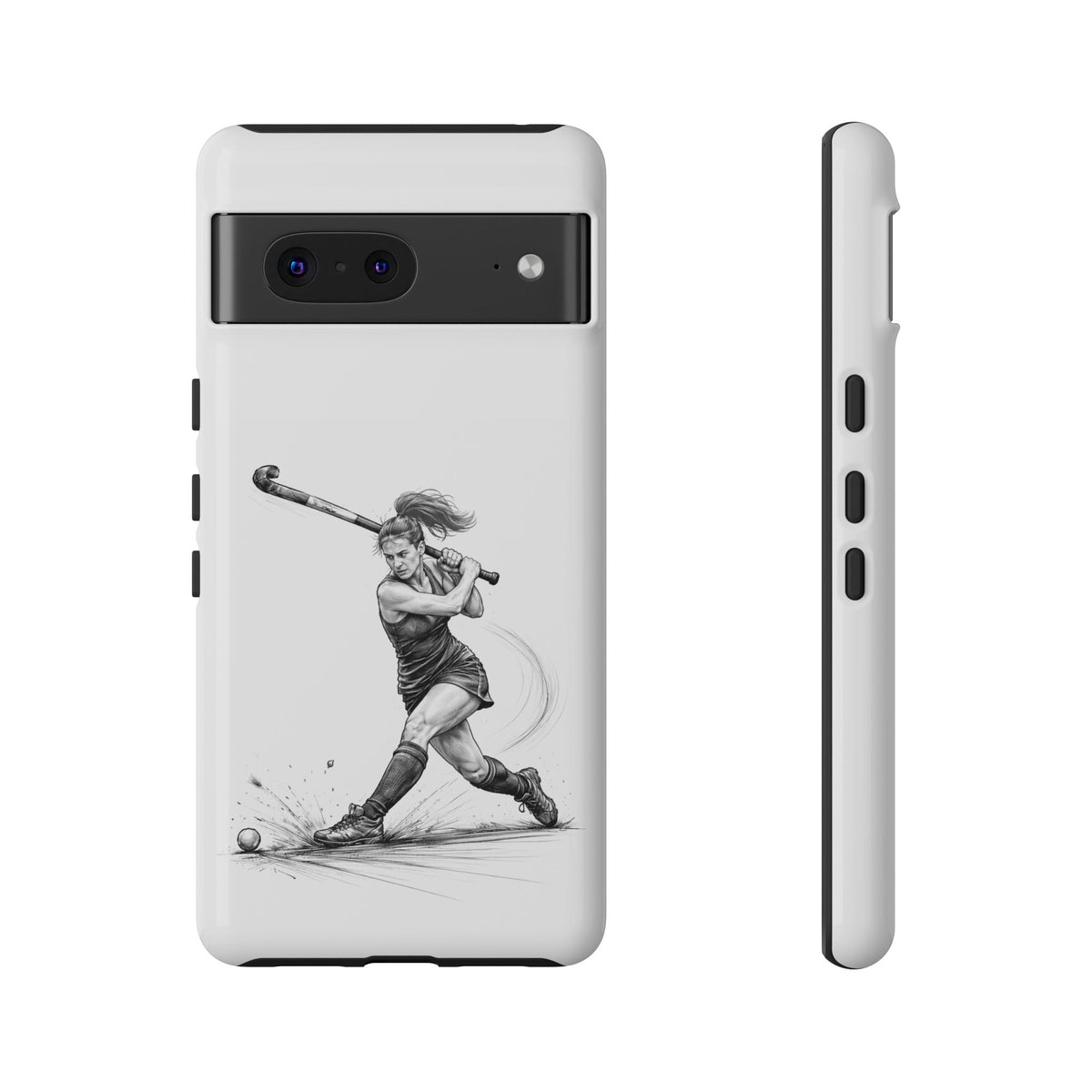 Phone Case, Hockey, Female Player "Tomahawk" shot design, Tough Case