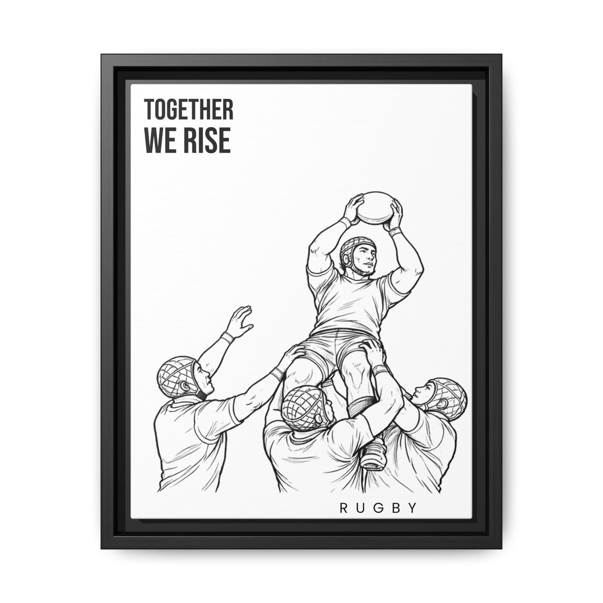 Print, Rugby Line-Out Together We Rise , Matte Canvas Print Framed Art