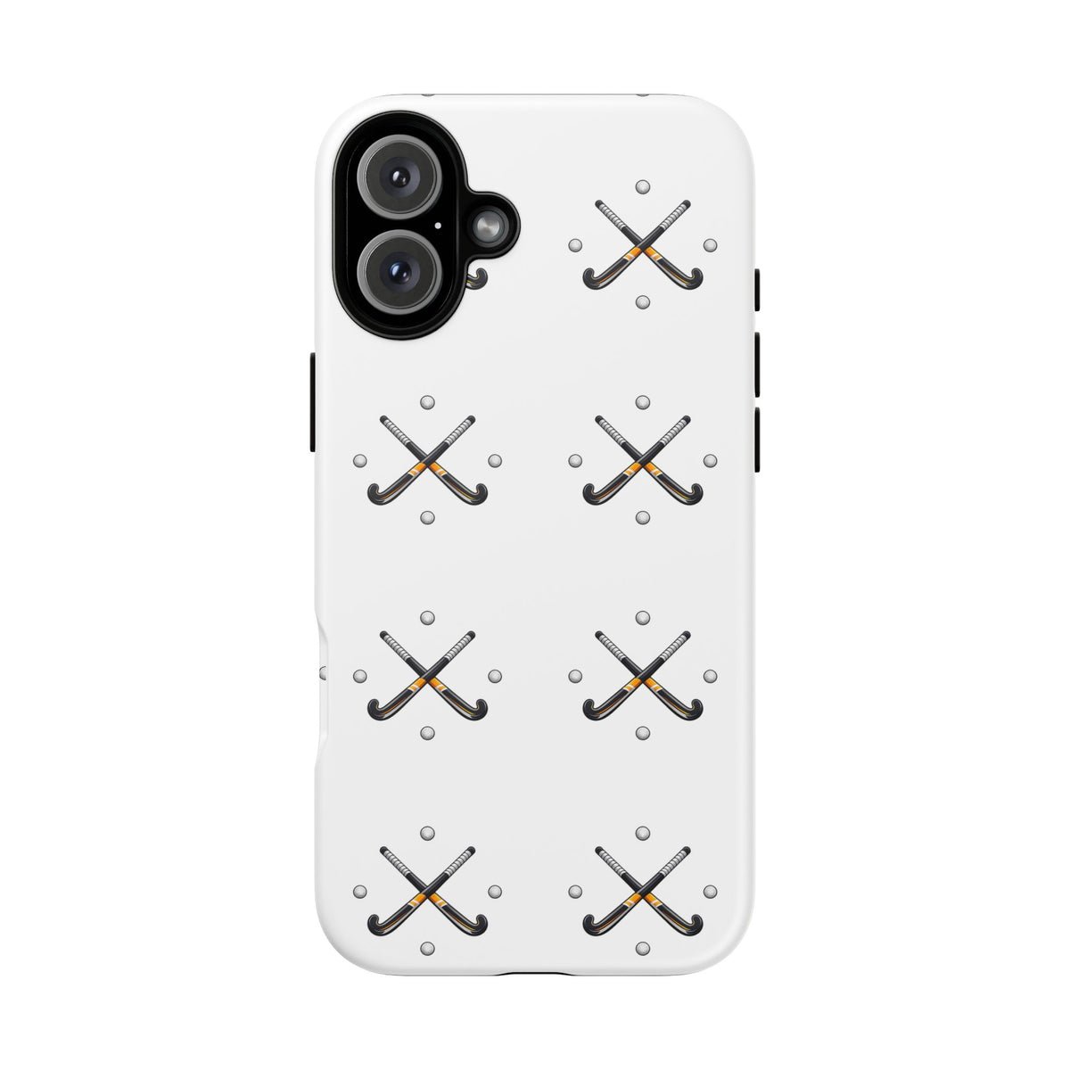 Phone Case, Hockey Repeated Crossed Sticks & Balls Pattern, Tough Case