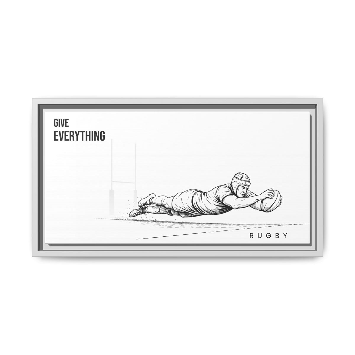 Print, Rugby Try, "Give Everything"  Matte Canvas Framed Wall Art