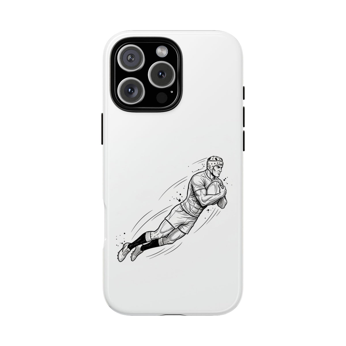 Phone Case, Rugby Try Swan Dive Minimalist Sketch design, Tough Case