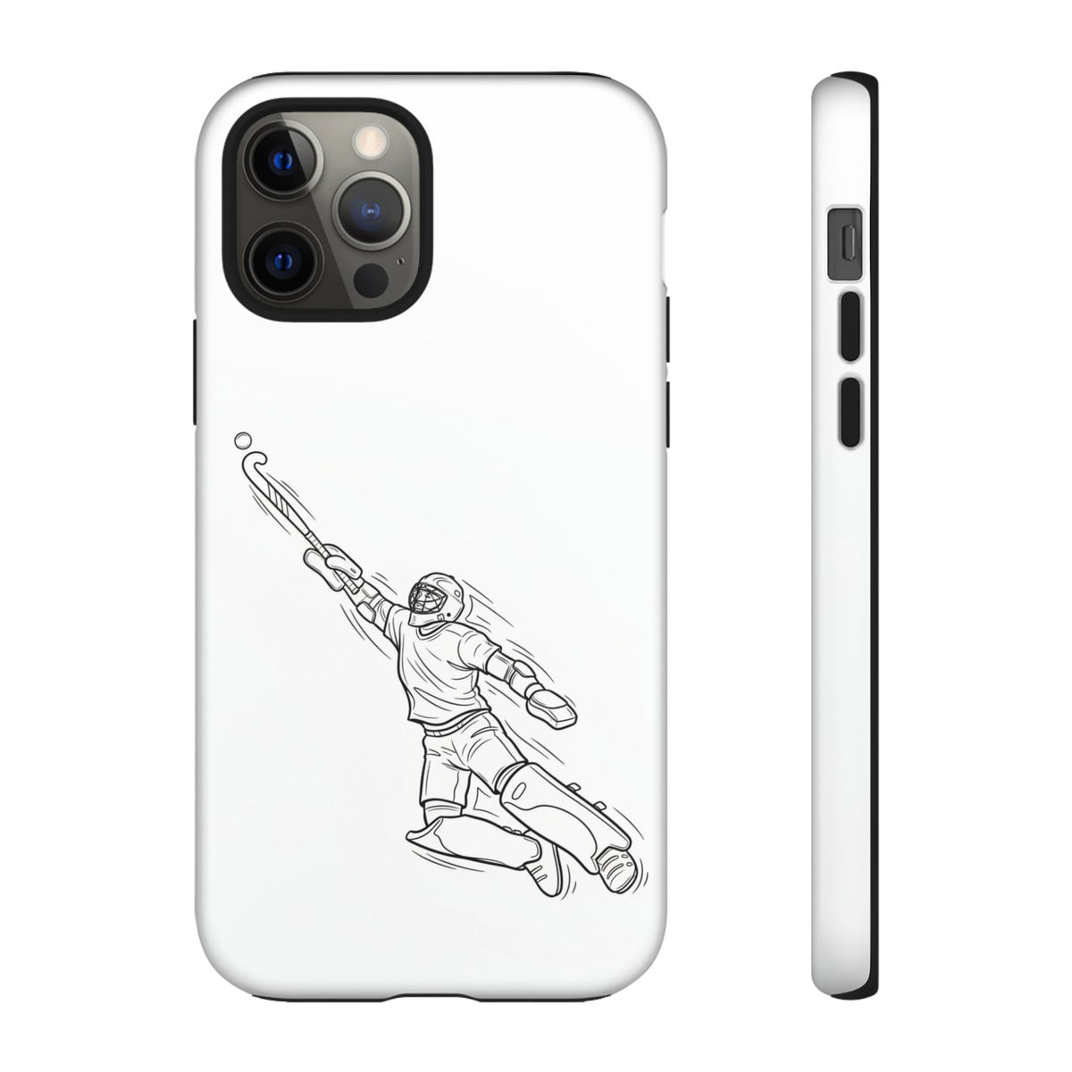 Hockey Goalkeeper Sketch Phone Case — Minimalist Sports Protective Cover