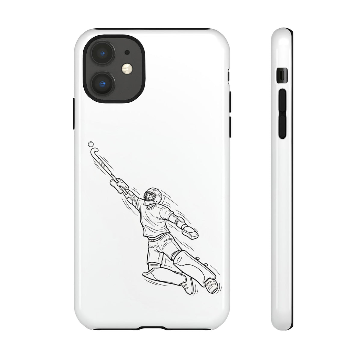 Hockey Goalkeeper Sketch Phone Case — Minimalist Sports Protective Cover