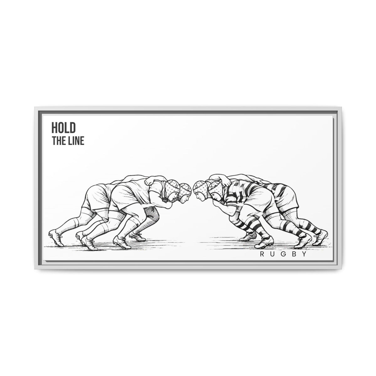 Print, Rugby Scrum, "Hold the Line" , Matte Canvas Print Framed Art