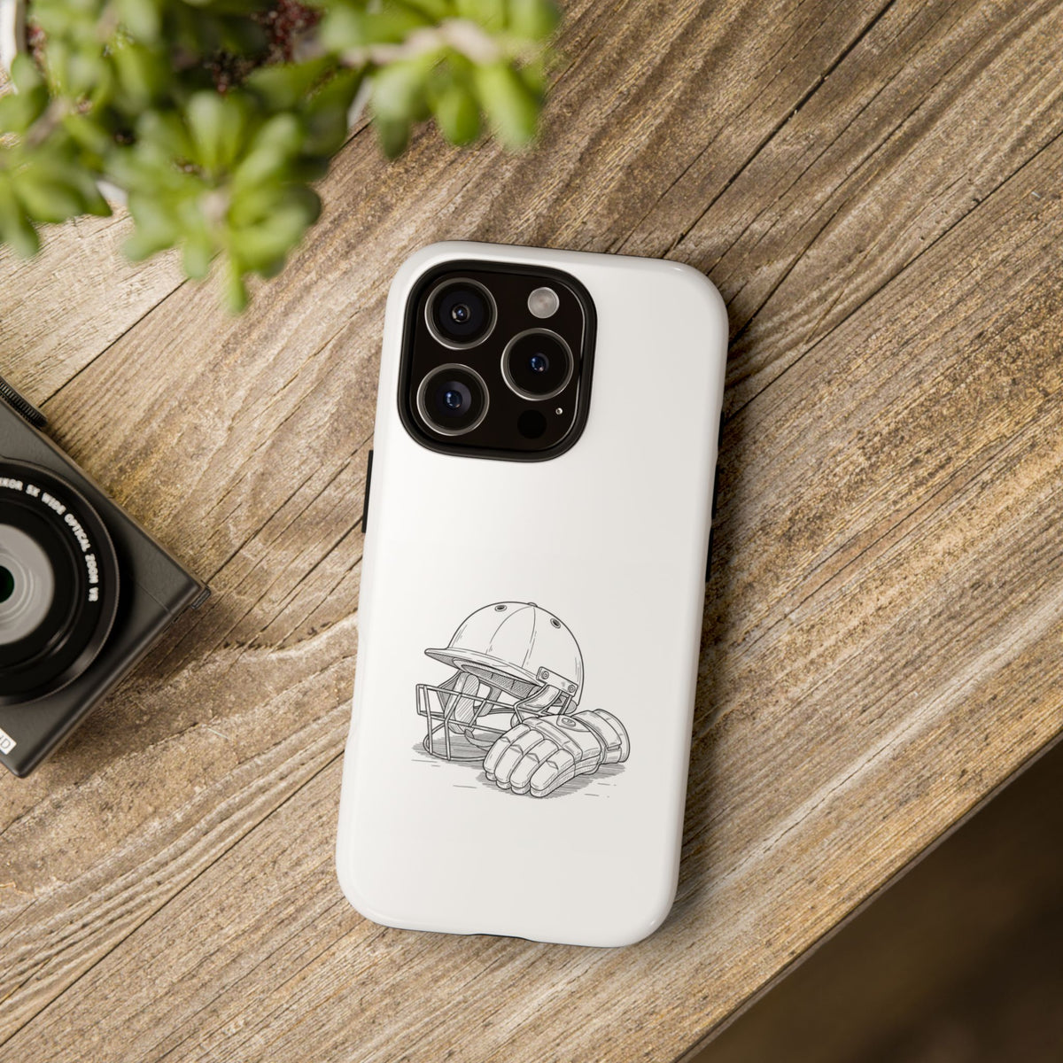 Phone Case, Cricket Gloves & Helmet Sketch, Tough Case