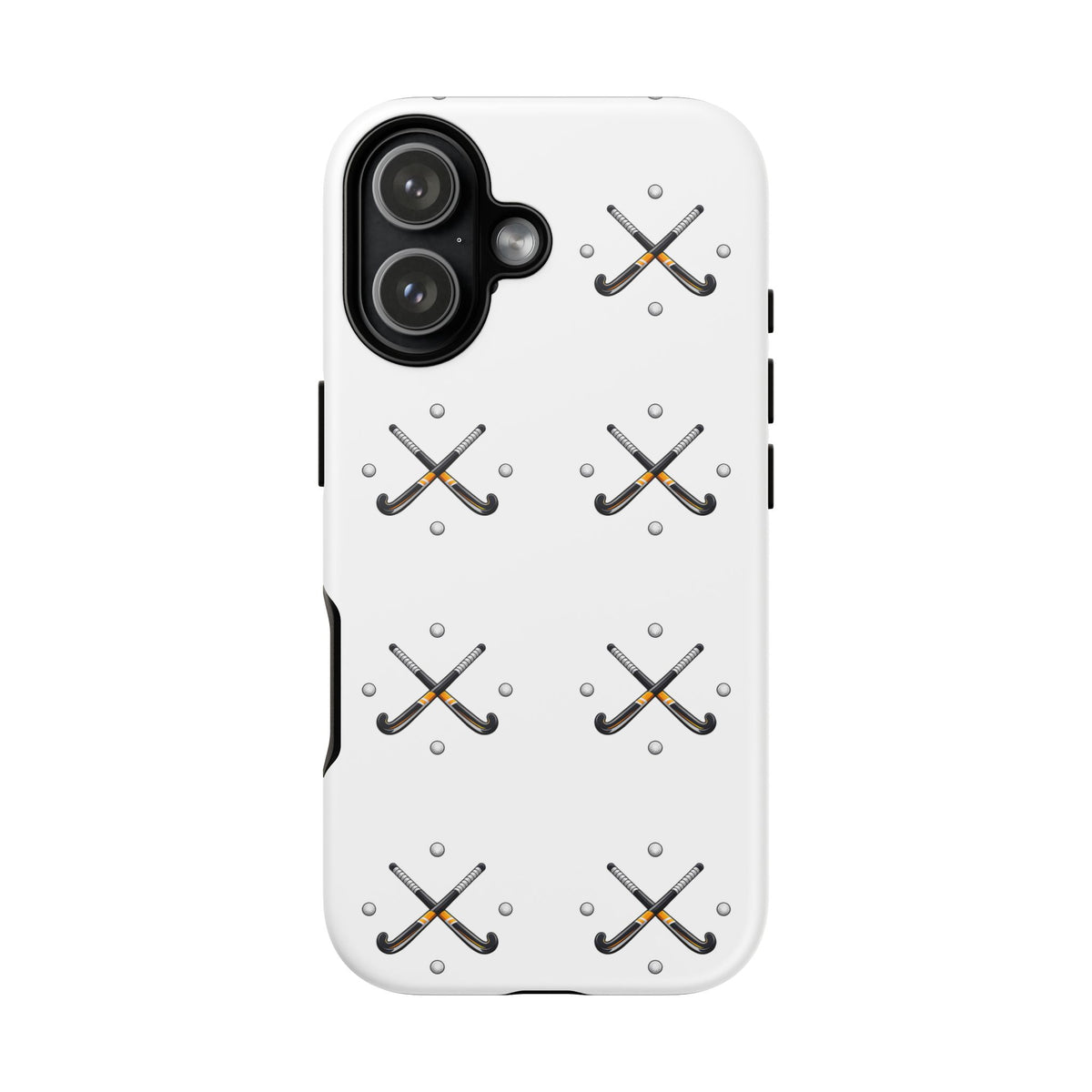 Phone Case, Hockey Repeated Crossed Sticks & Balls Pattern, Tough Case