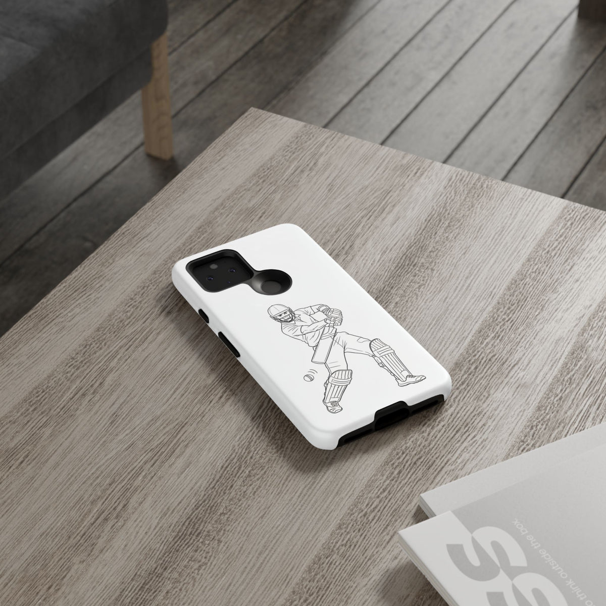 Phone Case, Cricket Batsman Sketch, Tough Case