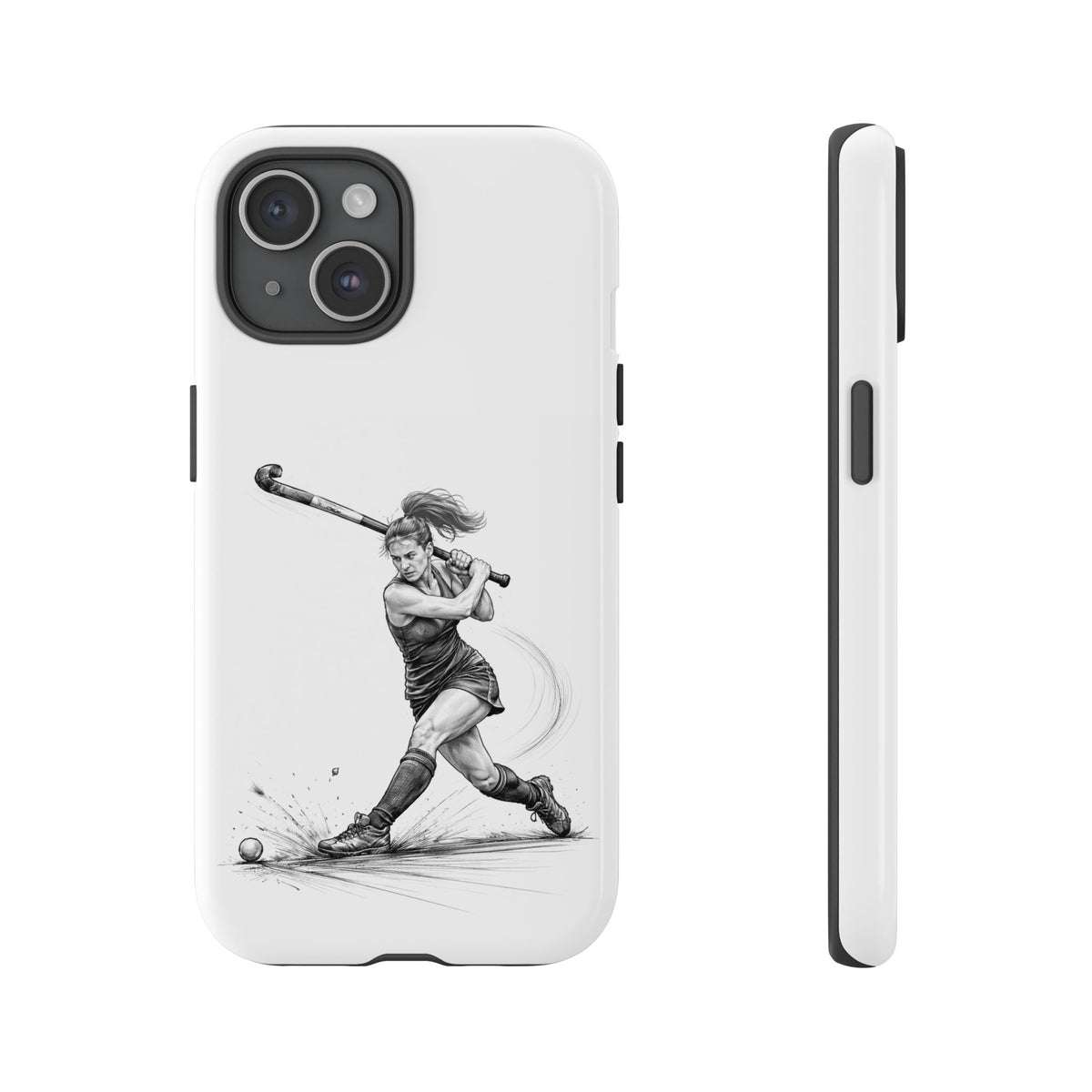 Phone Case, Hockey, Female Player "Tomahawk" shot design, Tough Case