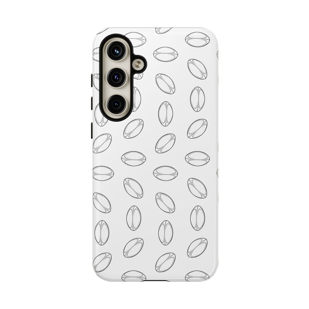 Phone Case, Rugby Ball Minimalist Sketch Pattern, Tough Case