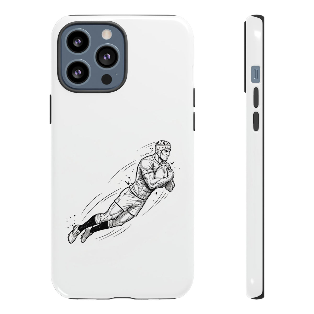 Phone Case, Rugby Try Swan Dive Minimalist Sketch design, Tough Case