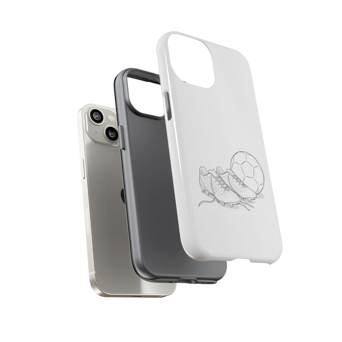 Phone Case, Football Boots & Ball Sketch , Tough Case