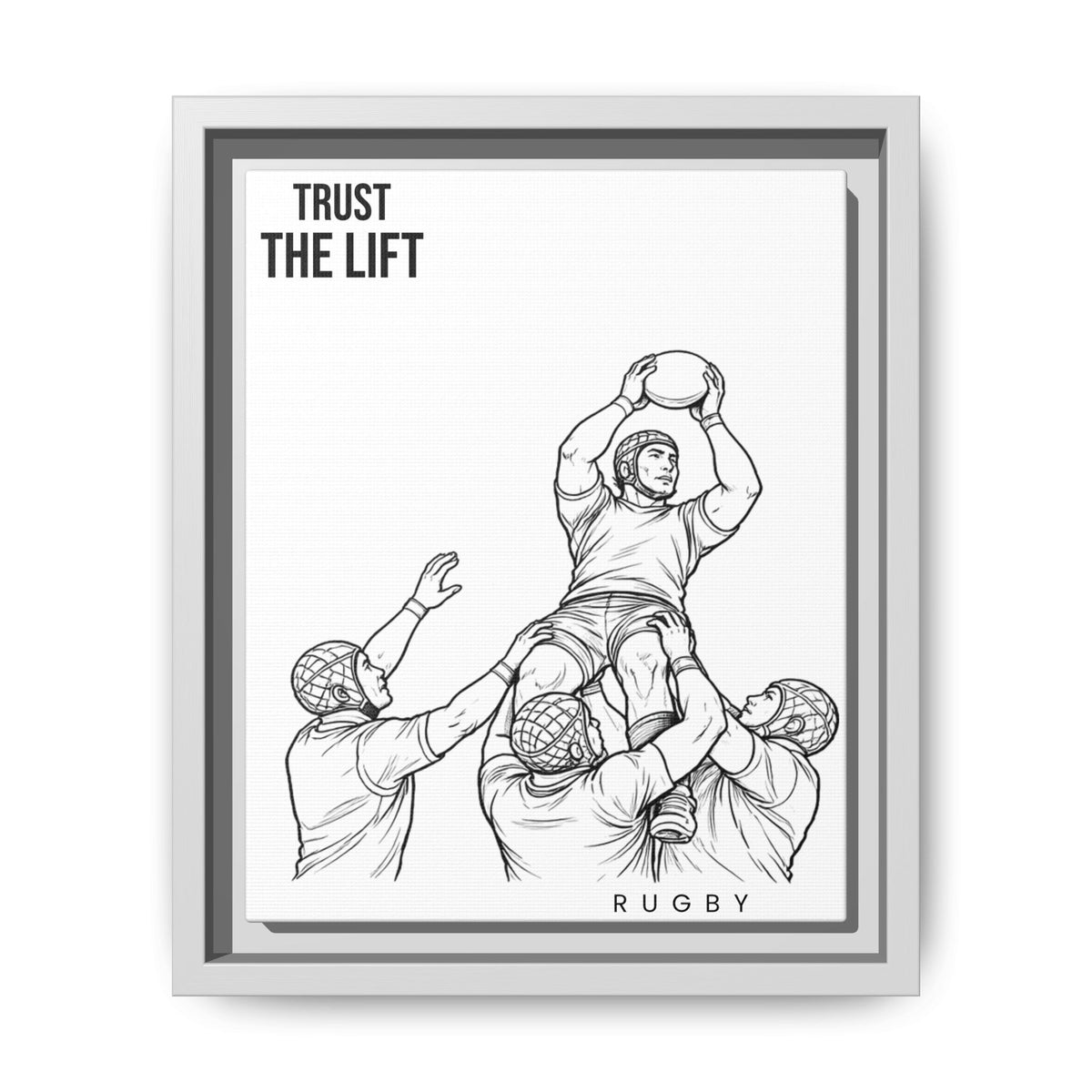 Print, Rugby Line-Out Trust The Lift , Matte Canvas Print Framed Art