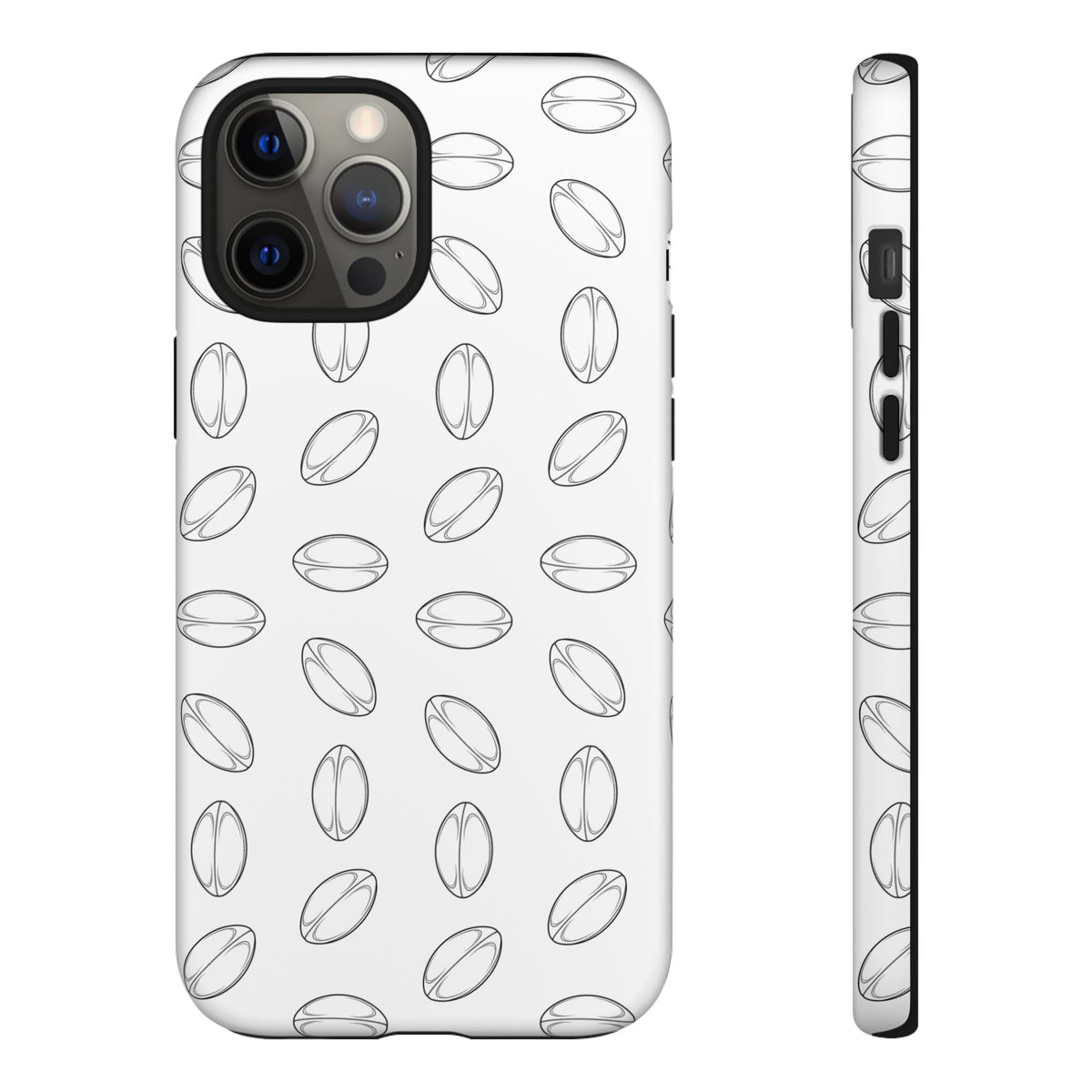 Phone Case, Rugby Ball Minimalist Sketch Pattern, Tough Case