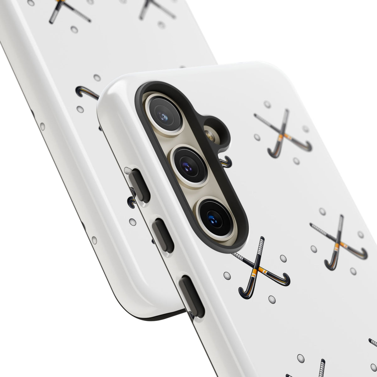 Phone Case, Hockey Repeated Crossed Sticks & Balls Pattern, Tough Case