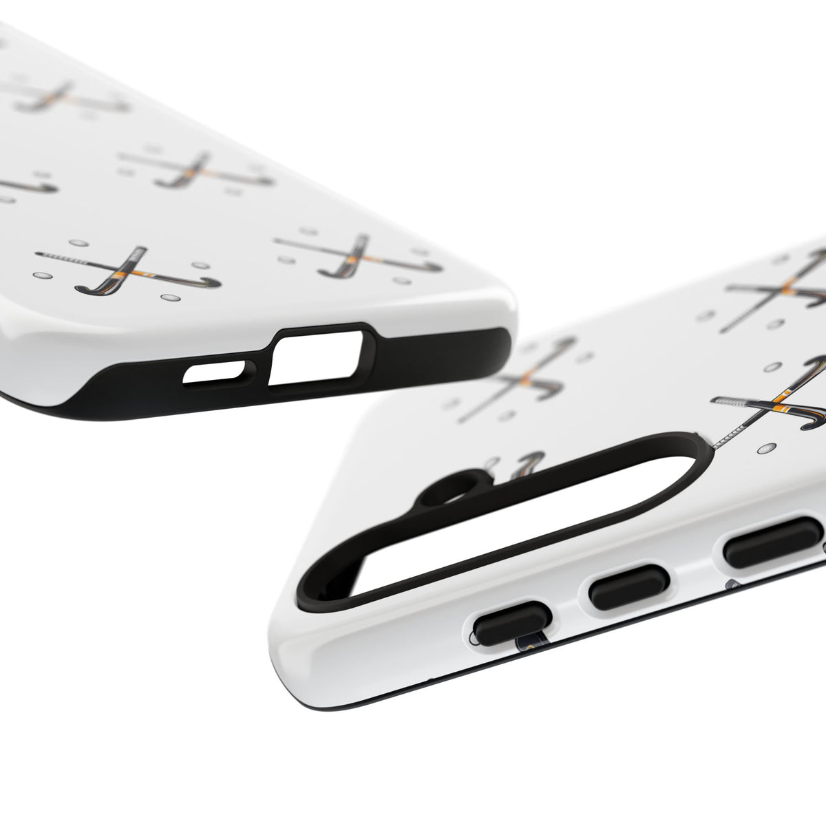 Phone Case, Hockey Repeated Crossed Sticks & Balls Pattern, Tough Case