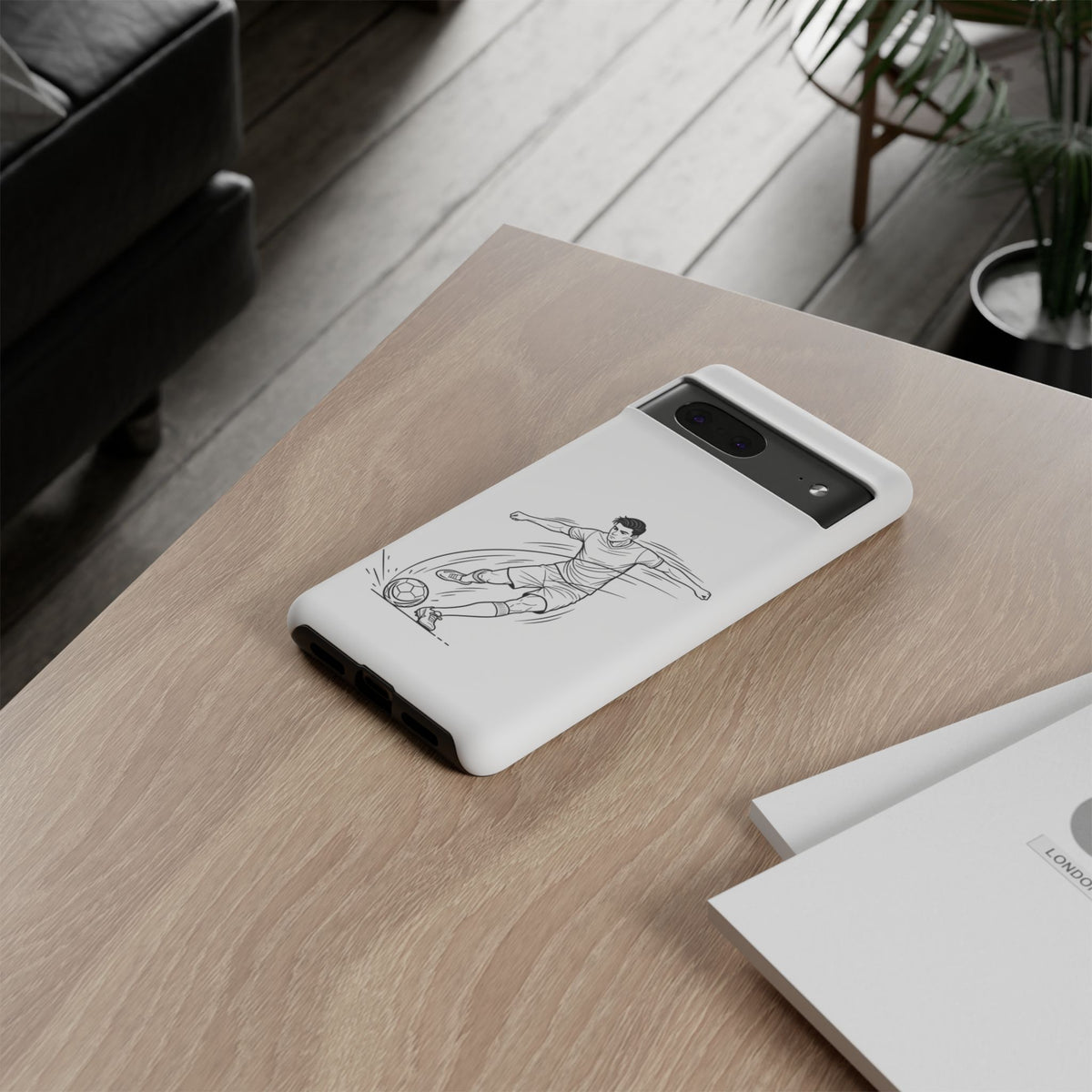 Phone Case, Football Free Kick / Strike Minimalist sketch Design, Tough Case