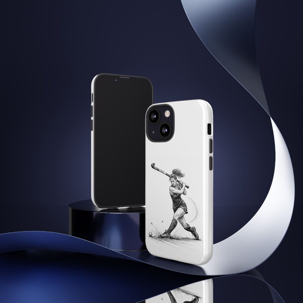 Phone Case, Hockey, Female Player "Tomahawk" shot design, Tough Case