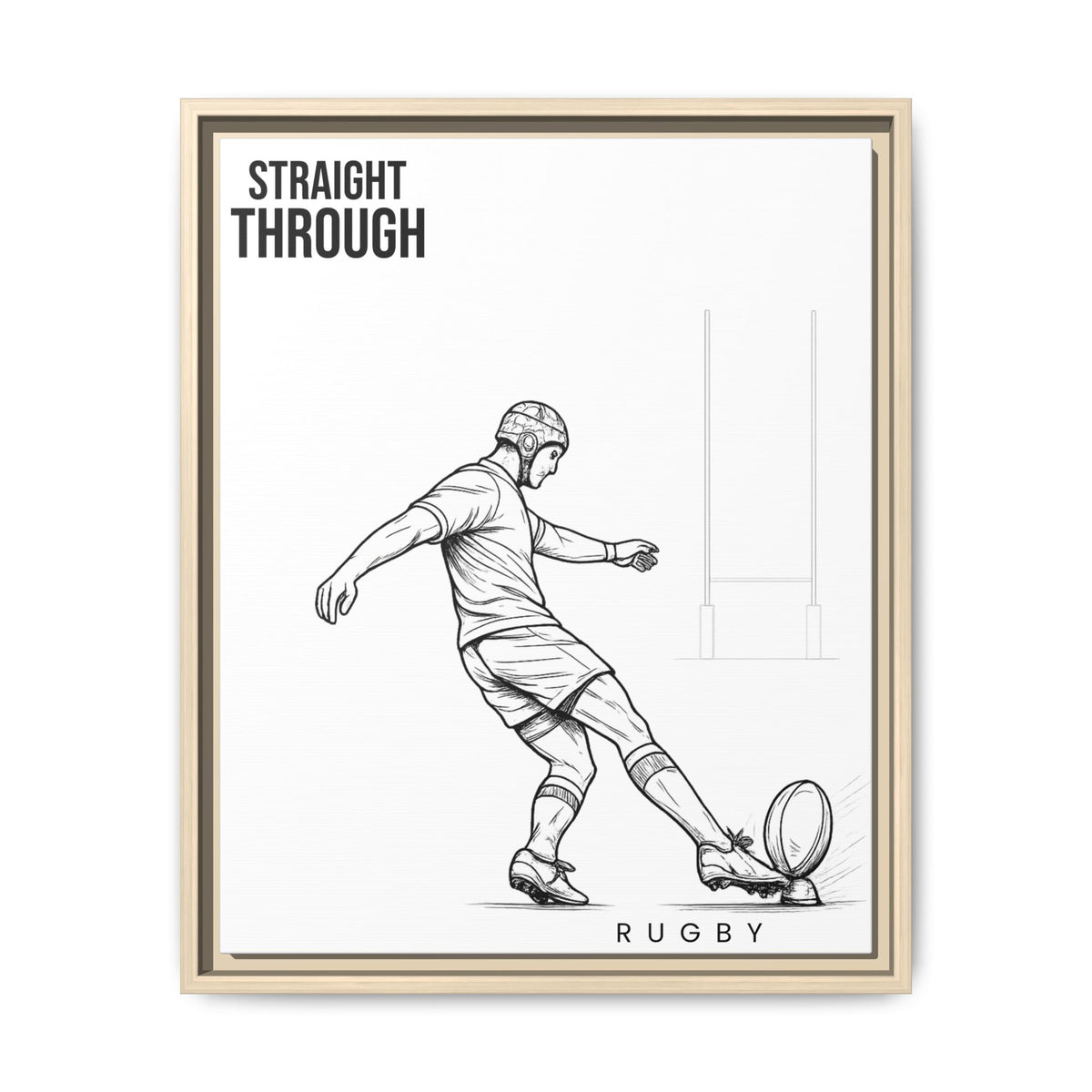 Print, Rugby Conversion Kick - Straight Through, Matte Canvas Print Framed Art