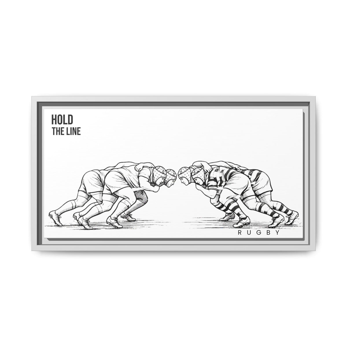 Print, Rugby Scrum, "Hold the Line" , Matte Canvas Print Framed Art