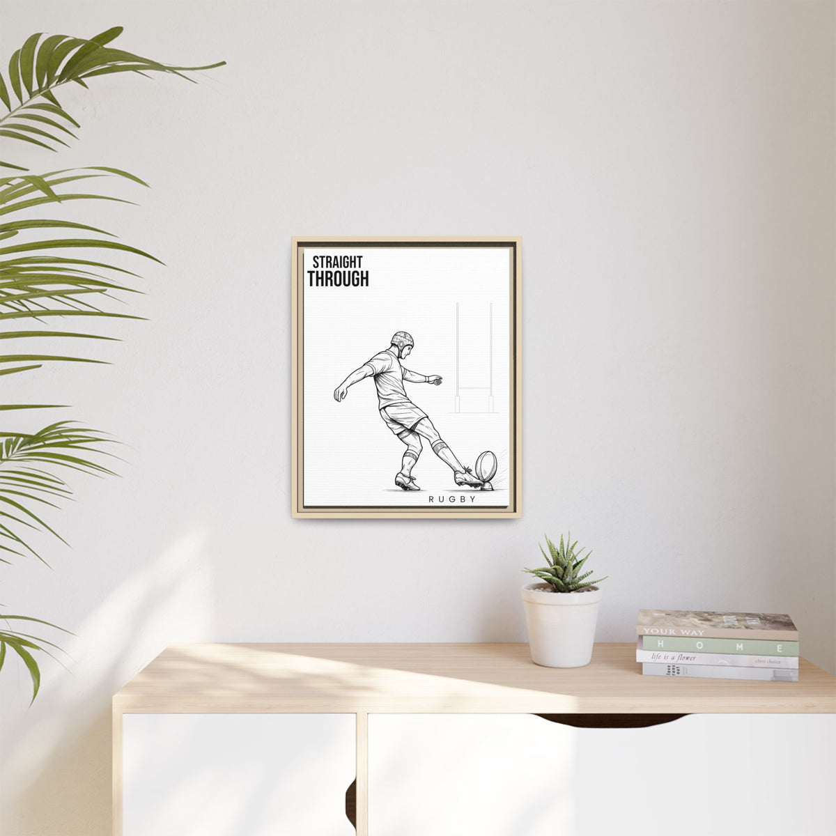 Print, Rugby Conversion Kick - Straight Through, Matte Canvas Print Framed Art